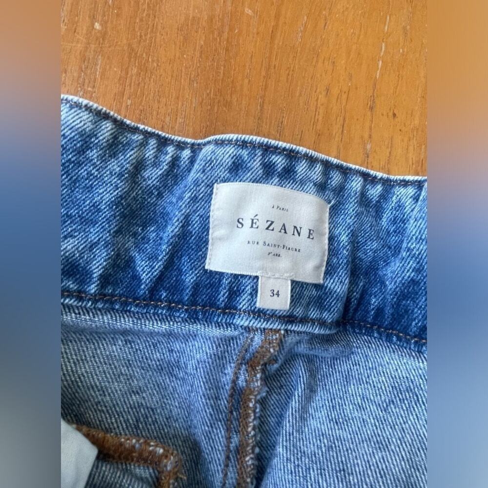 Sezane Austin trouser pants in Bleached Blue Belted Tapered Jeans 34 / US 2 - Picture 8 of 10